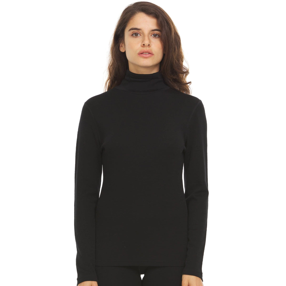 Midweight womens merino wool turtleneck sweater medium weight wool turtleneck soft wool sweaters, front view