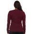 Women's wool long sleeve shirt women's merino wool henley longsleeve tee. Back view.