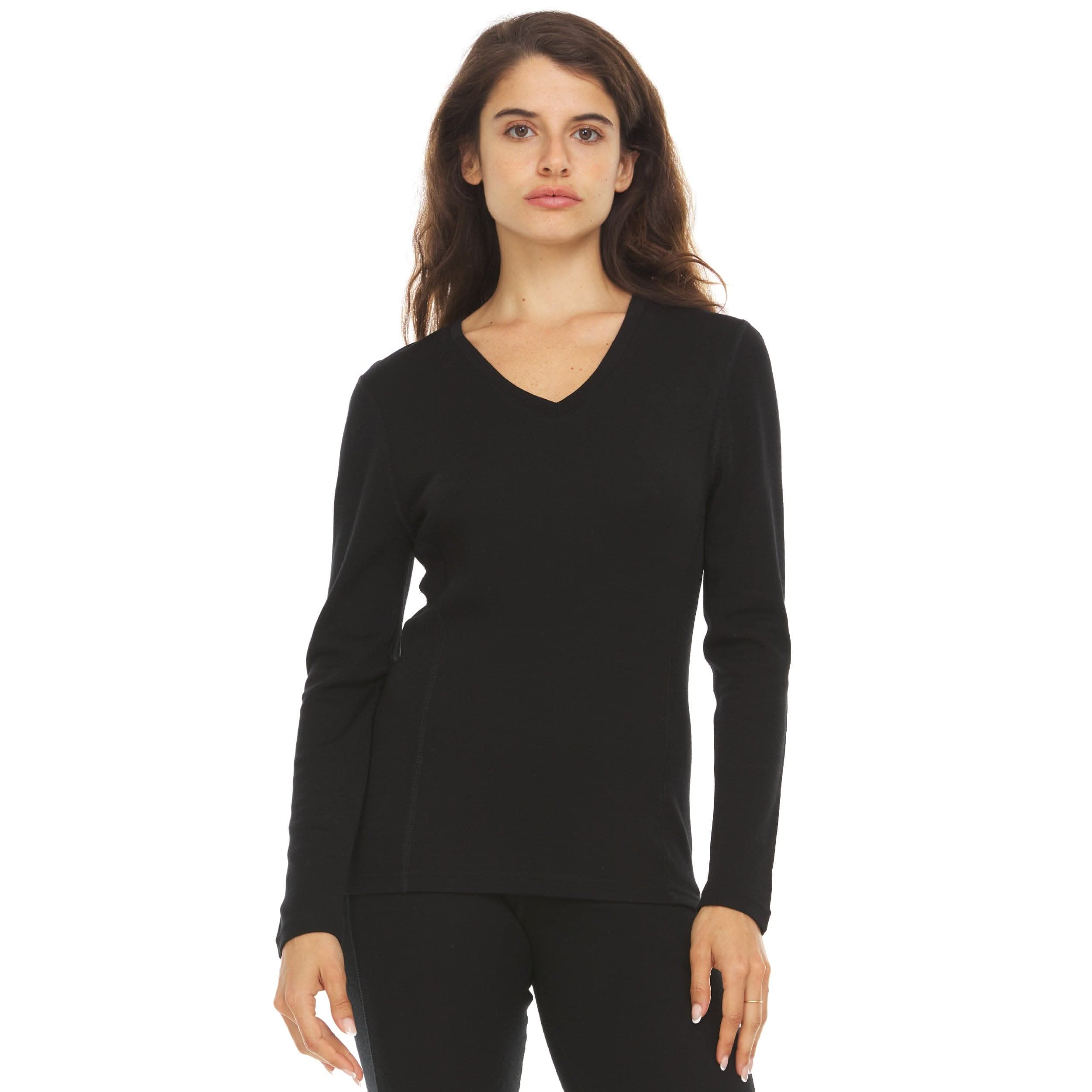 Women's midweight merino wool long sleeve v neck midweight soft wool v neck sweater