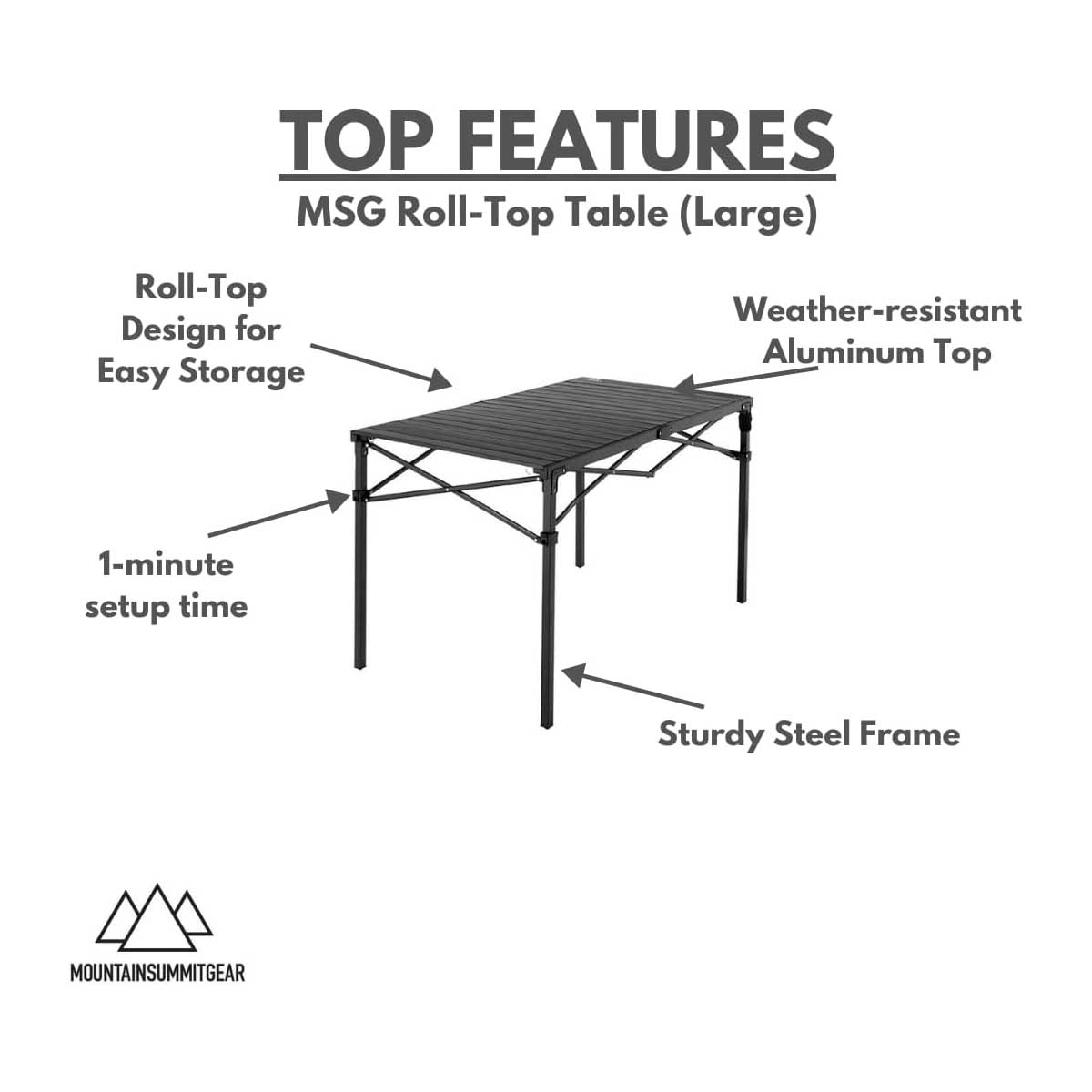 Mountain Summit Gear Heavy Duty Roll Top Table