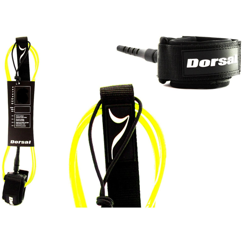 DORSAL Surf Leash for Surfboard Longboard SUP Leg Rope — Yellow / Polyurethane