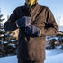 Expedition - Men's Wool 1/4 Zip Wilderness - Minus33 Merino Wool Clothing, close-up of gloved hands unzipping a black quarter-zip top