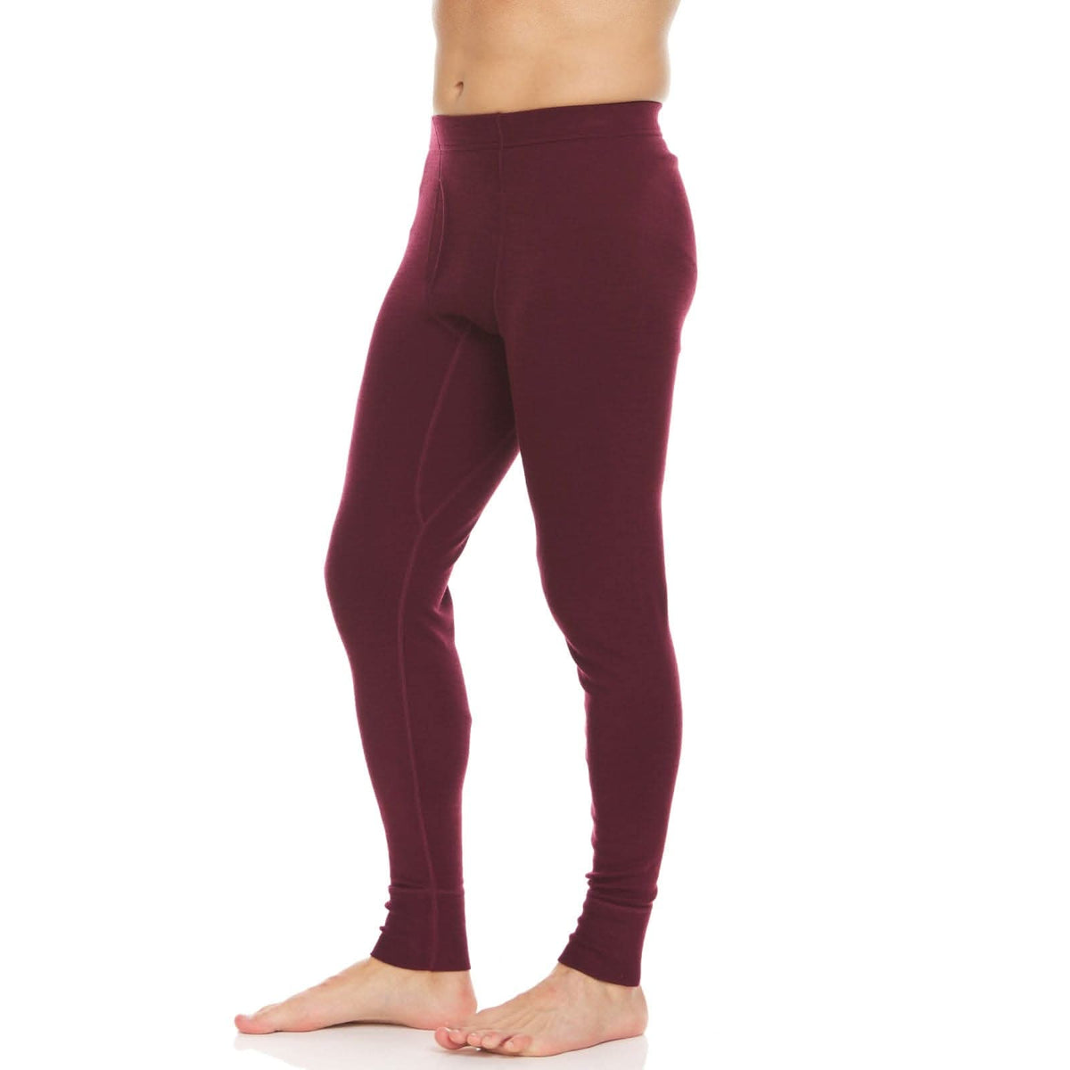 Minus33 Merino Wool Clothing Kancamagus Men's Midweight Wool Bottom thermal baselayer, right-facing side view of the base layer bottoms