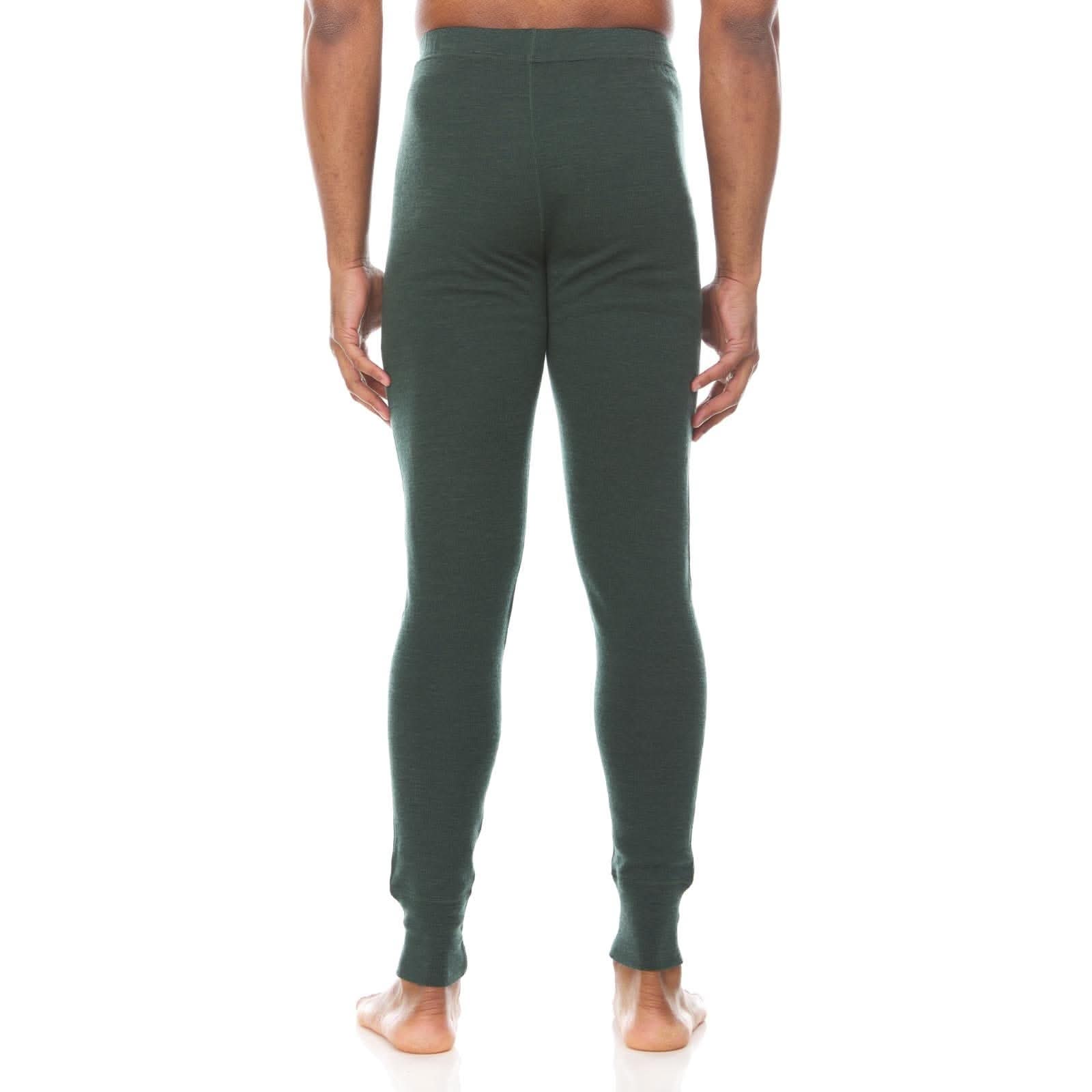 Minus33 Merino Wool Clothing Kancamagus Men's Midweight Wool Bottom thermal baselayer, back view of the base layer bottoms