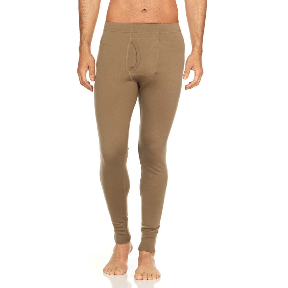 Minus33 Merino Wool Clothing Kancamagus Men's Midweight Wool Bottom thermal baselayer, front view of the base layer bottoms
