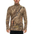 Men's camouflage merino wool quarter-zip top, front view