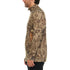 Men's camouflage merino wool quarter-zip top, side view