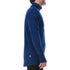 A man models the merino wool midweight quarter zip sweater, complete with flat-lock seams and thumbholes, side view