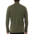 A man models the merino wool midweight quarter zip sweater, complete with flat-lock seams and thumbholes.