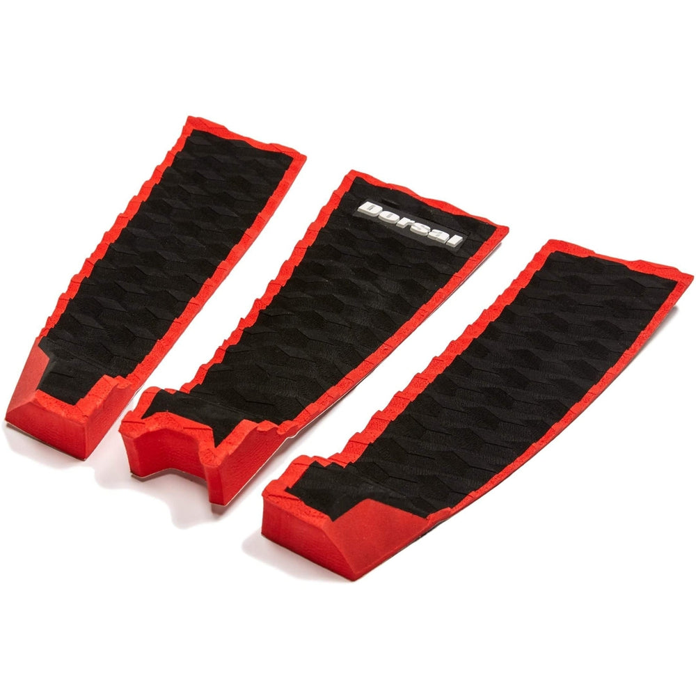 DORSAL Three 3 Piece EVA Surfboard Deck Traction Pads with Kicker Tail for Stomp Skimboards, Surf Boards, Fish Board, Funboard Black/Blue/Red - view 3