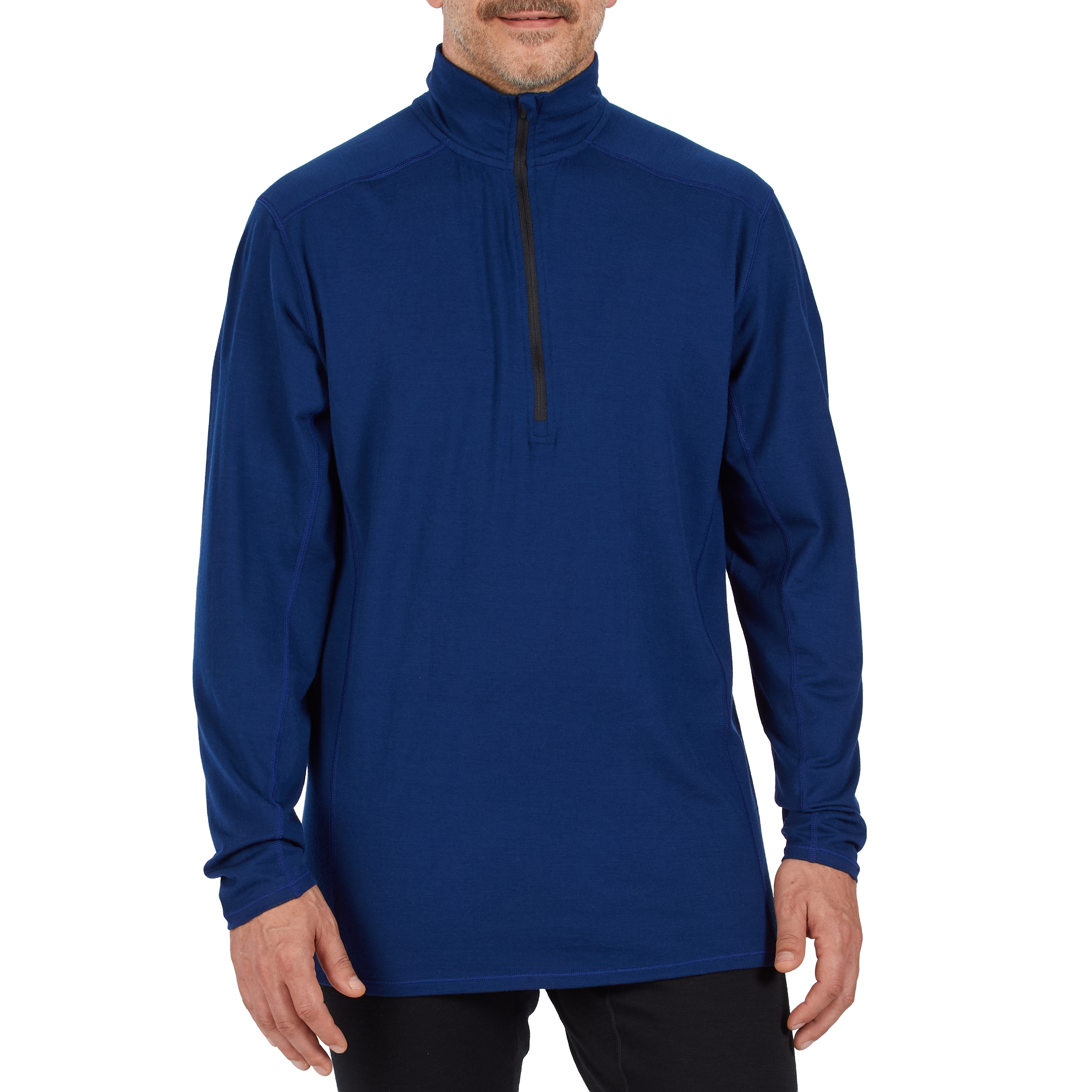 Woolverino Men's microweight merino wool 1/4 quarter zip active top, front view