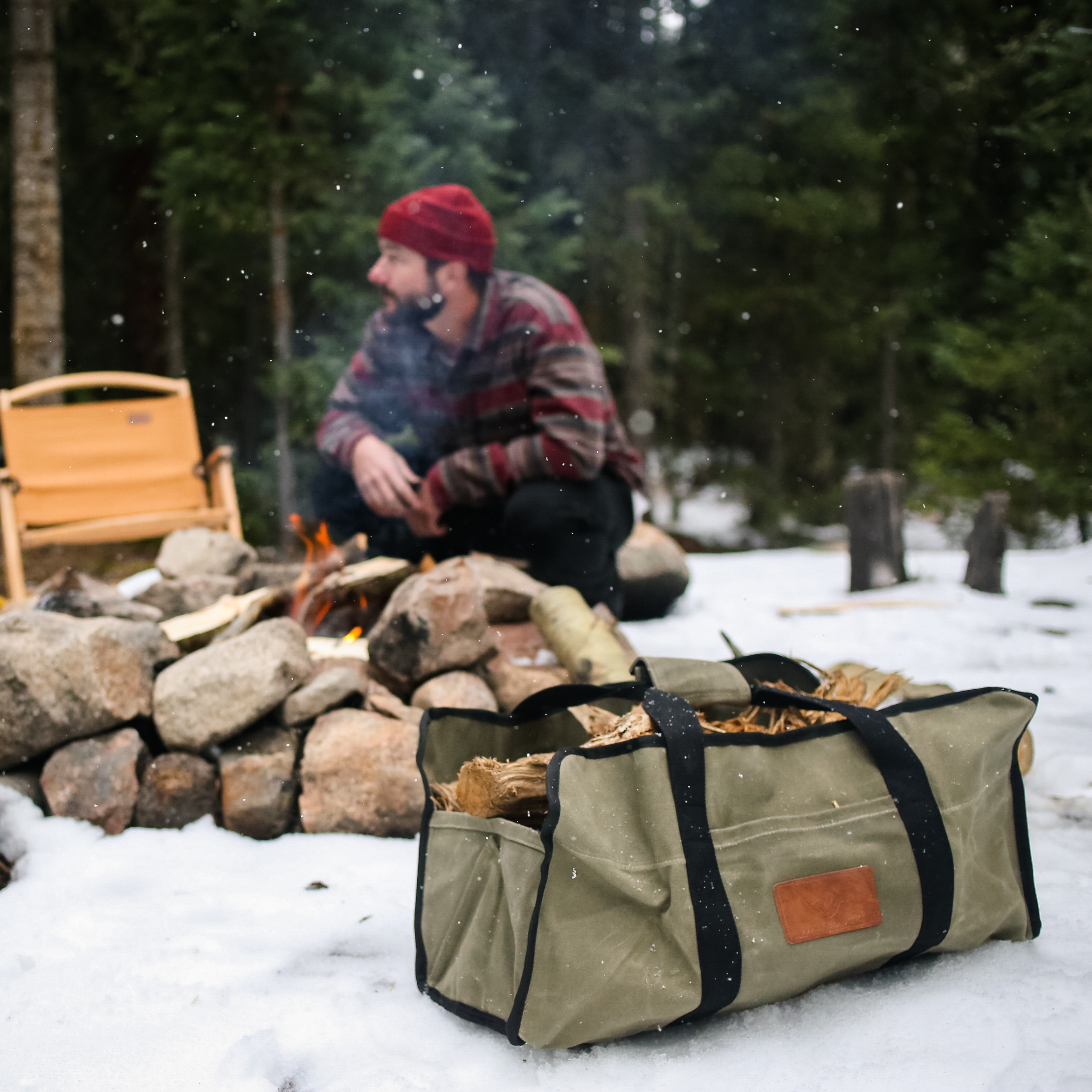 White Duck Rectangle Canvas Firewood Log Carriers