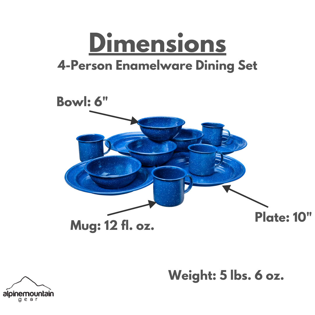 Alpine Mountain Gear 4 Person Enamel Table Set