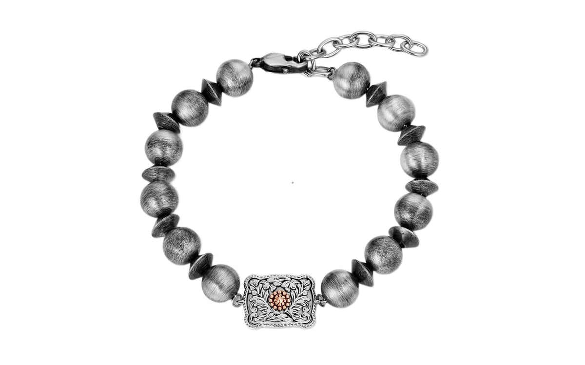 Montana Silversmiths Cowgirl Pearls Buckle Bracelet — Silver tone