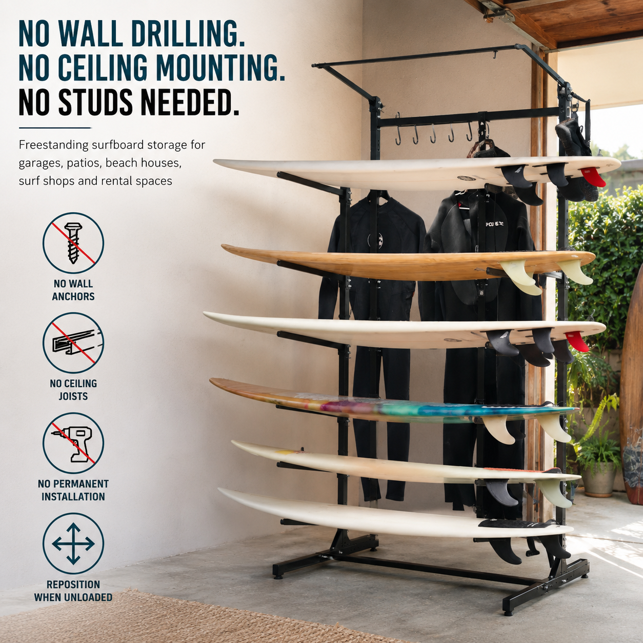 StoreYourBoard G-Surf PRO 8-Board Surf & SUP Rack — product view 12