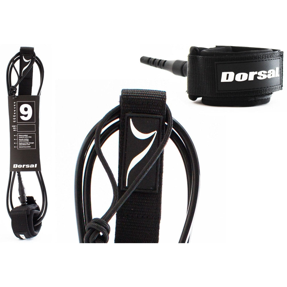 DORSAL Surf Leash for Surfboard Longboard SUP Leg Rope — Black / Polyurethane - view 3