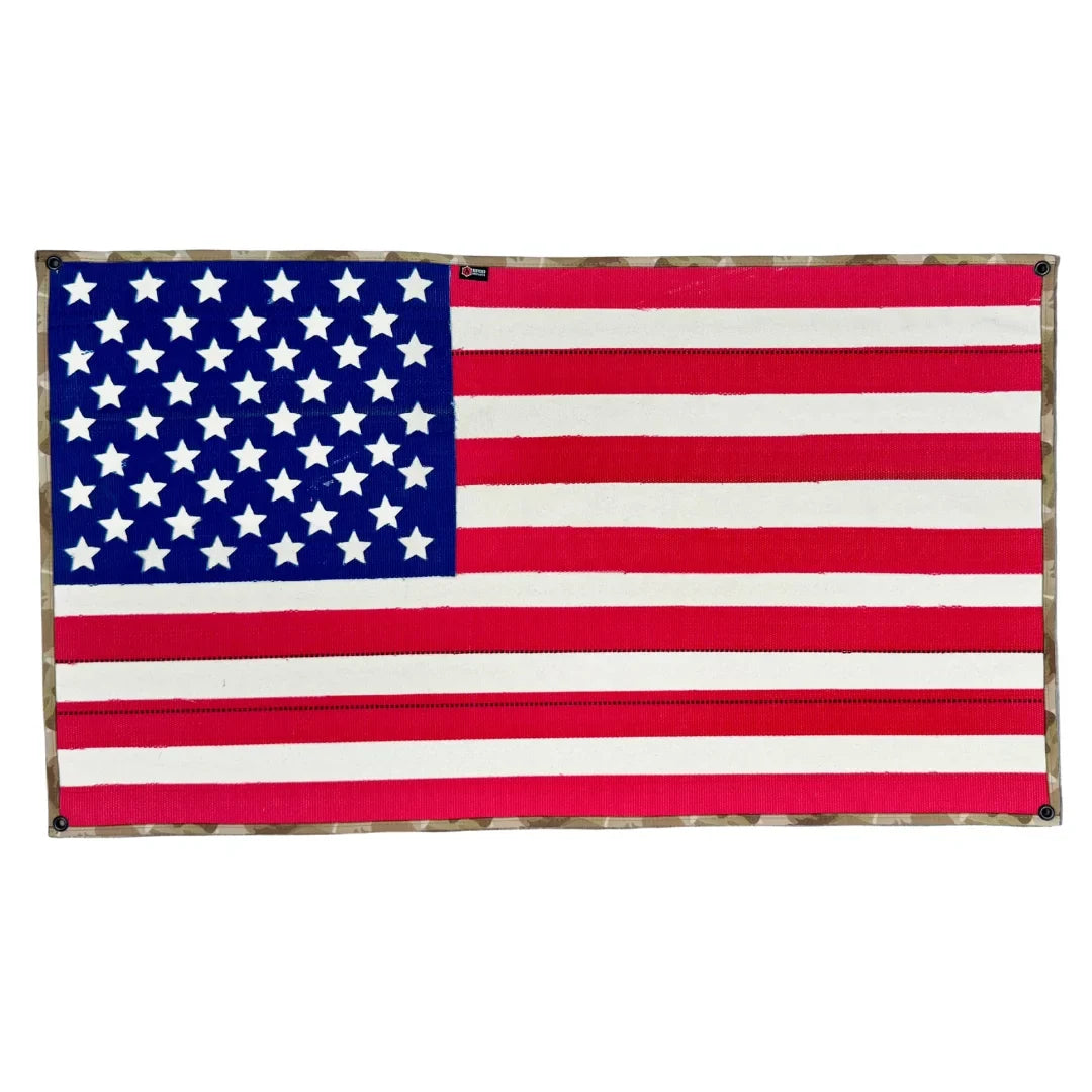 Recycled Firefighter American Flag - Fire Hose & Arid Border — product view 1