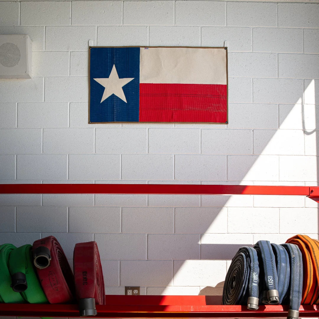 Recycled Firefighter American Flag - Fire Hose - Texas State — product view 2