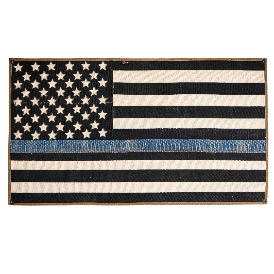 Recycled Firefighter American Flag - Fire Hose - Thin Blue Line — product view 1