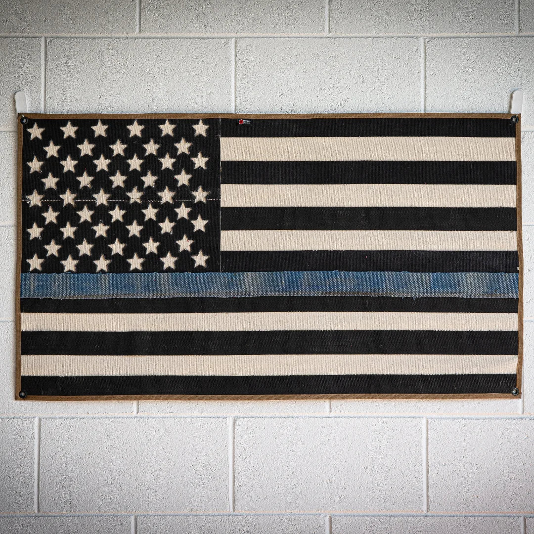 Recycled Firefighter American Flag - Fire Hose - Thin Blue Line — product view 2