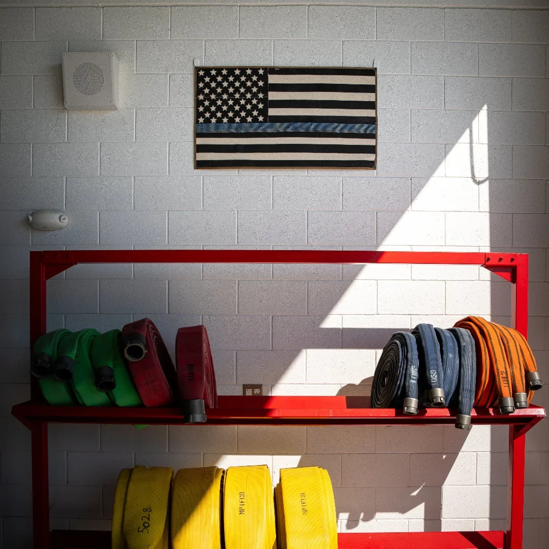 Recycled Firefighter American Flag - Fire Hose - Thin Blue Line — product view 3