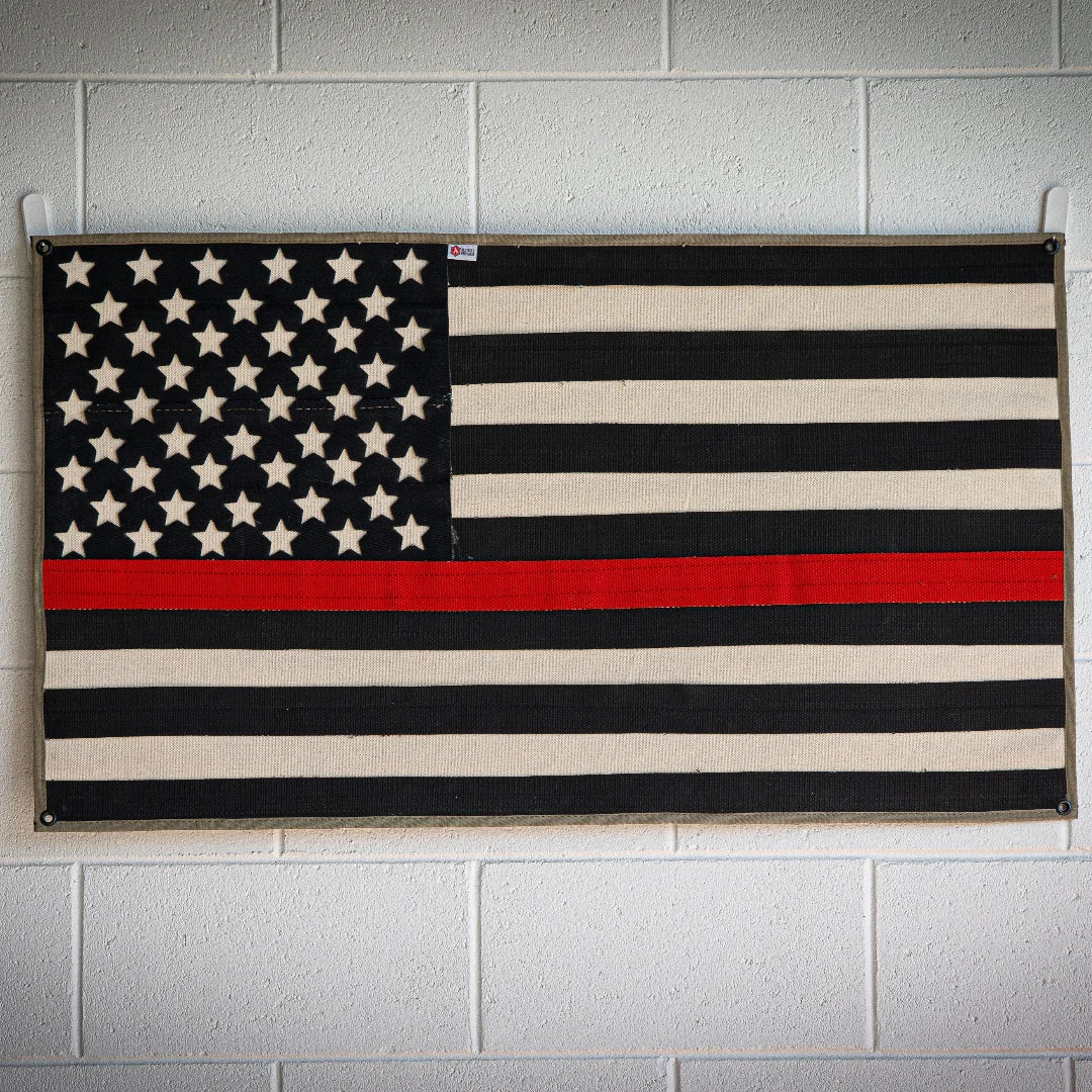 Recycled Firefighter American Flag - Fire Hose - Thin Red Line — product view 2