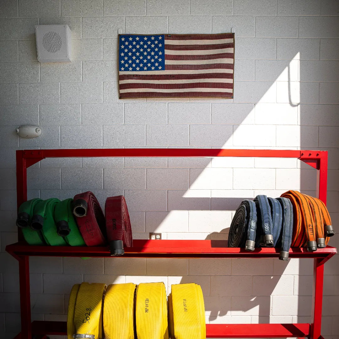 Recycled Firefighter American Flag - Fire Hose - Vintage — product view 3