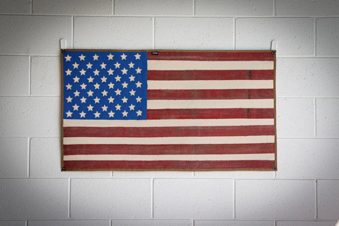 Recycled Firefighter American Flag - Fire Hose - Vintage — product view 2