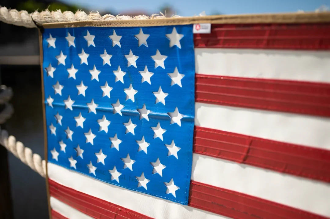 Recycled Firefighter American Flag - Rubber Fire Hose - Waterproof — product view 3