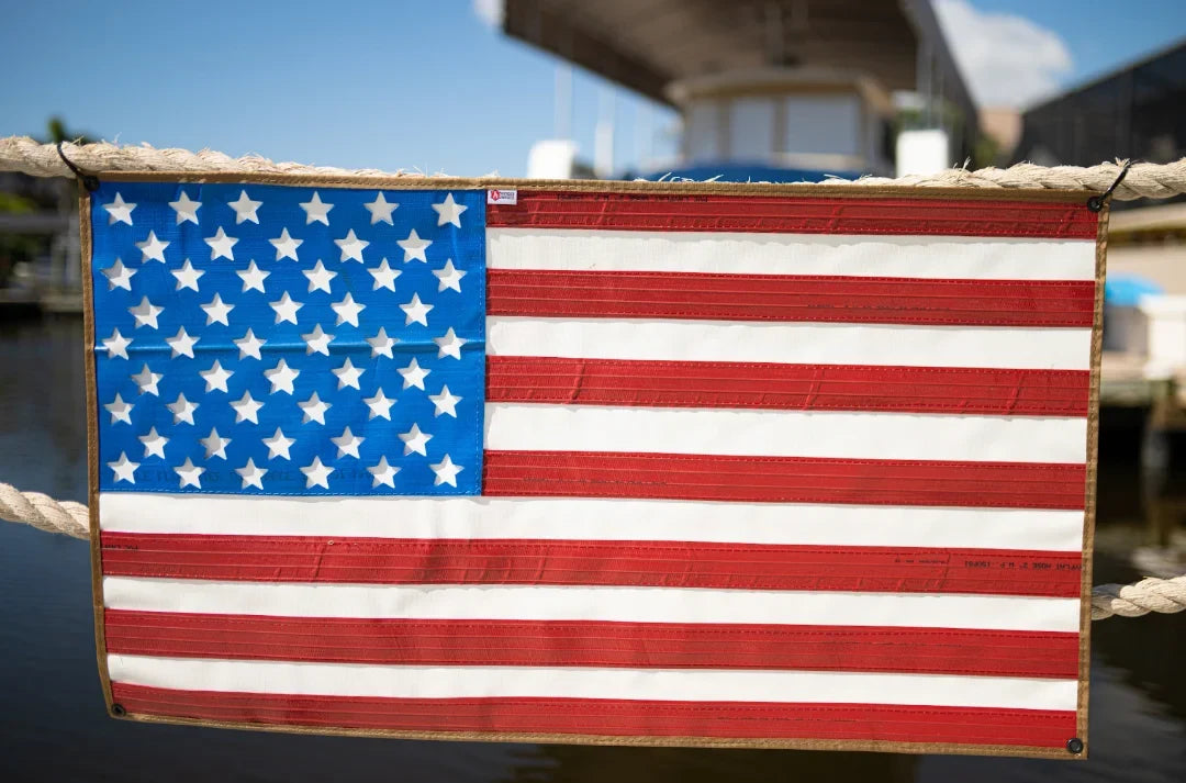 Recycled Firefighter American Flag - Rubber Fire Hose - Waterproof — product view 5