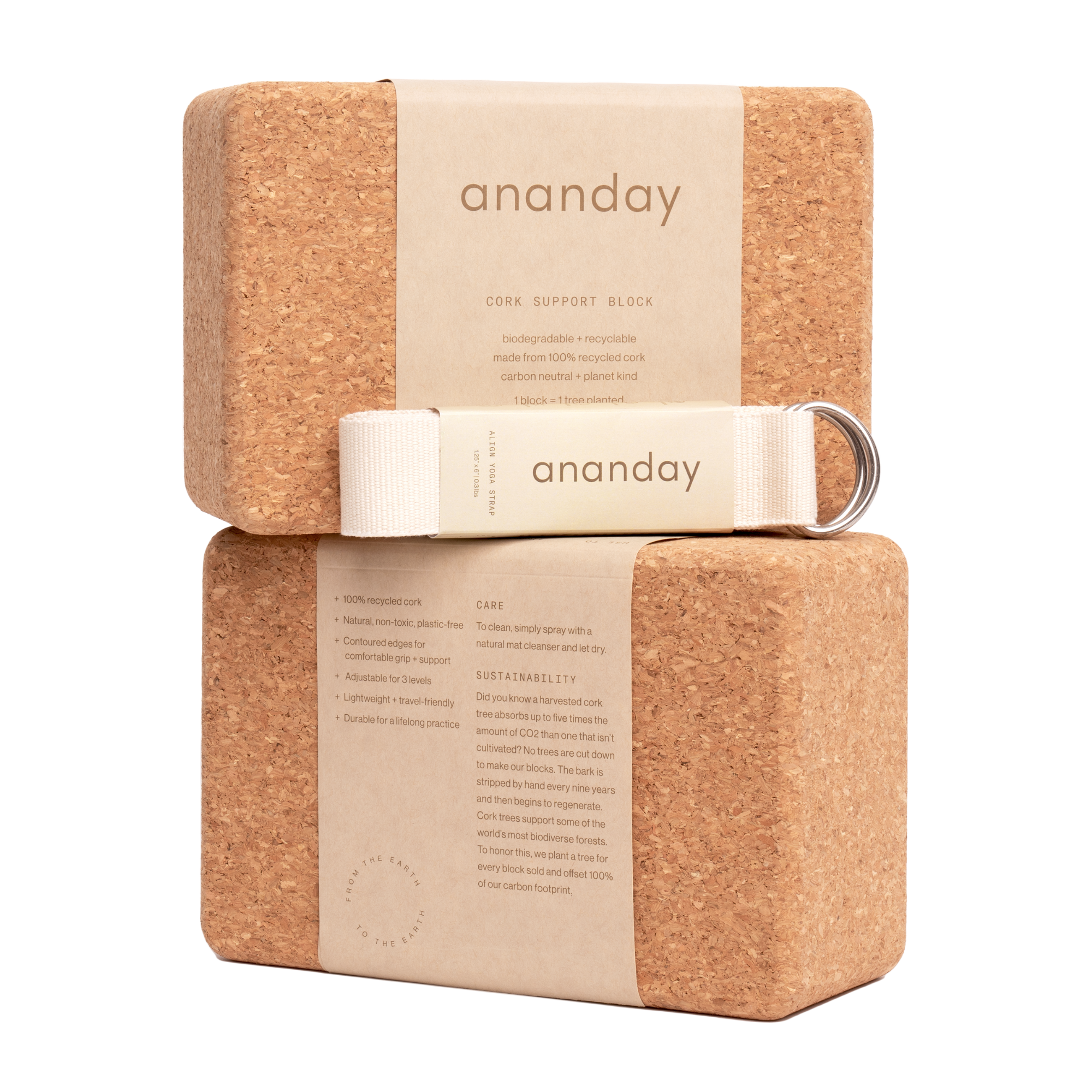 Ananday Yoga Block + Strap Set