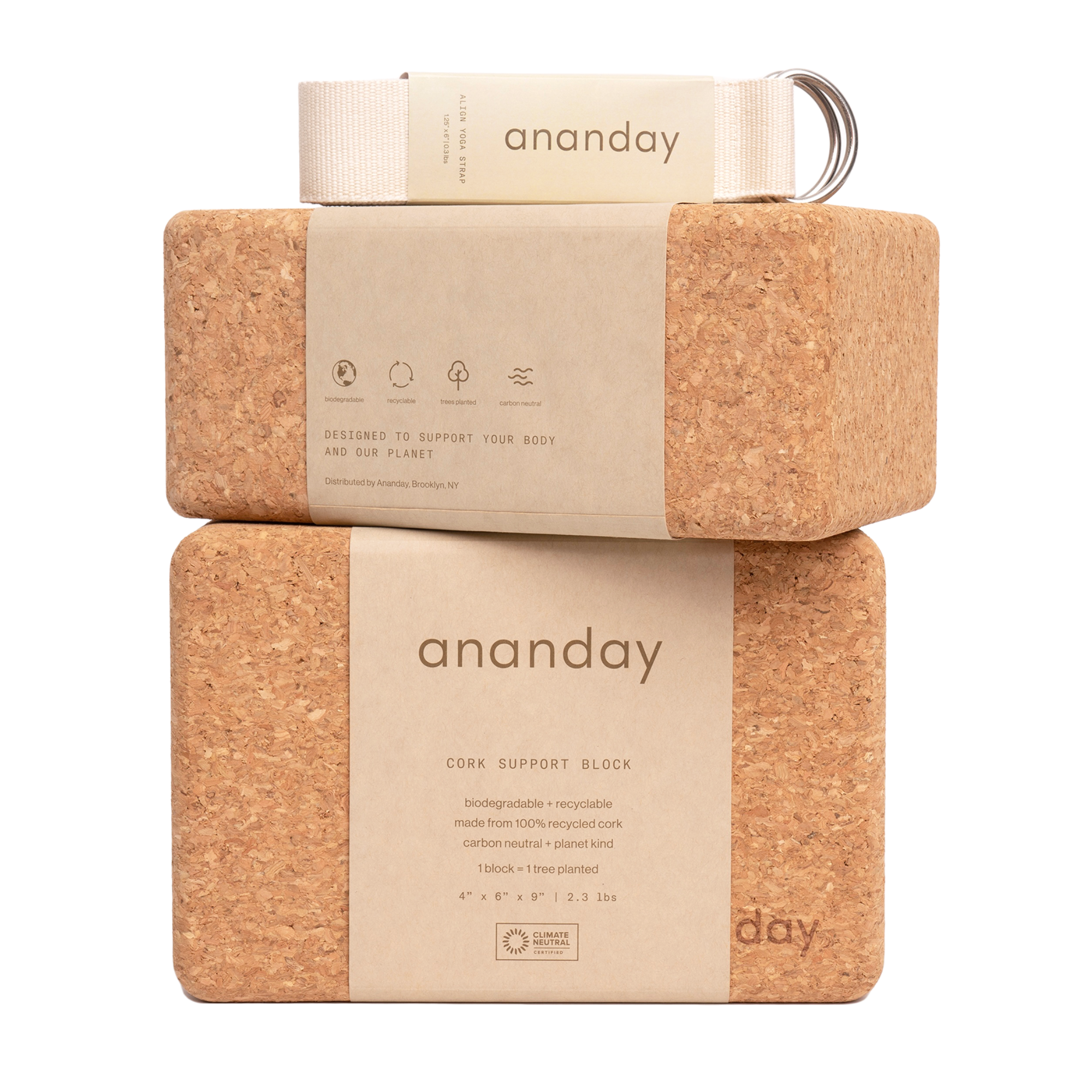 Ananday Yoga Block + Strap Set