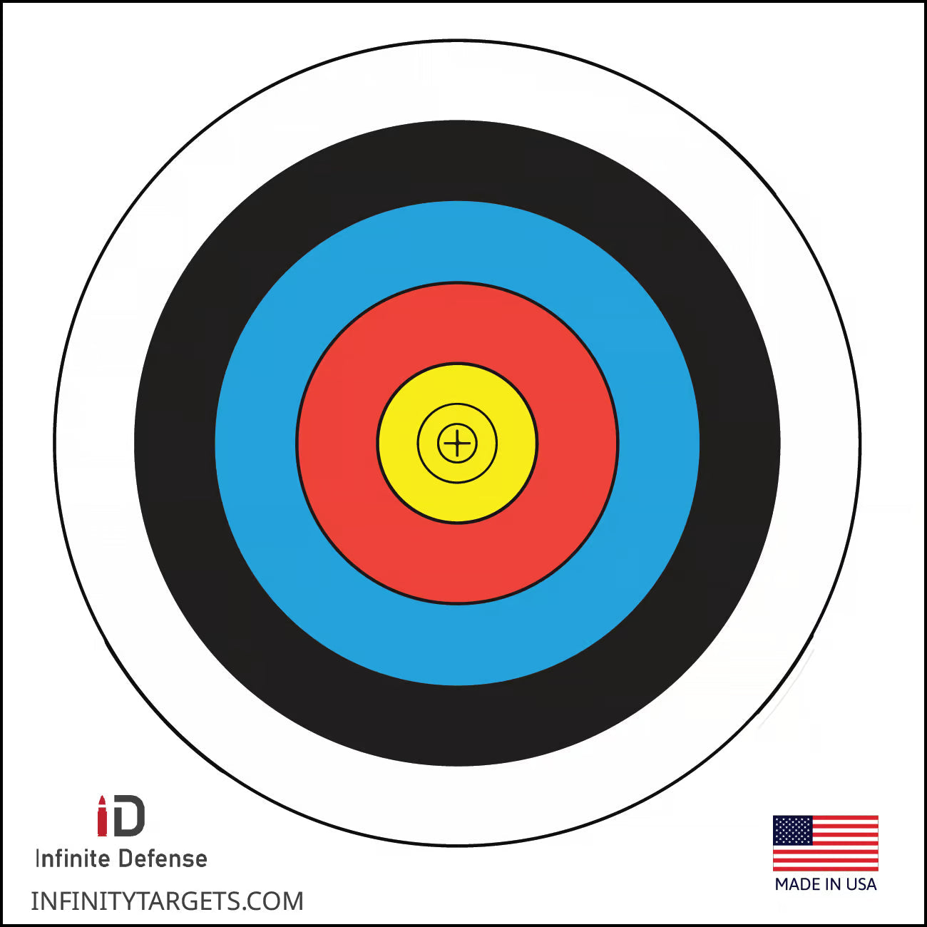 Infinity Targets Archery Bullseye Paper Target - 18"x18" (40cm)