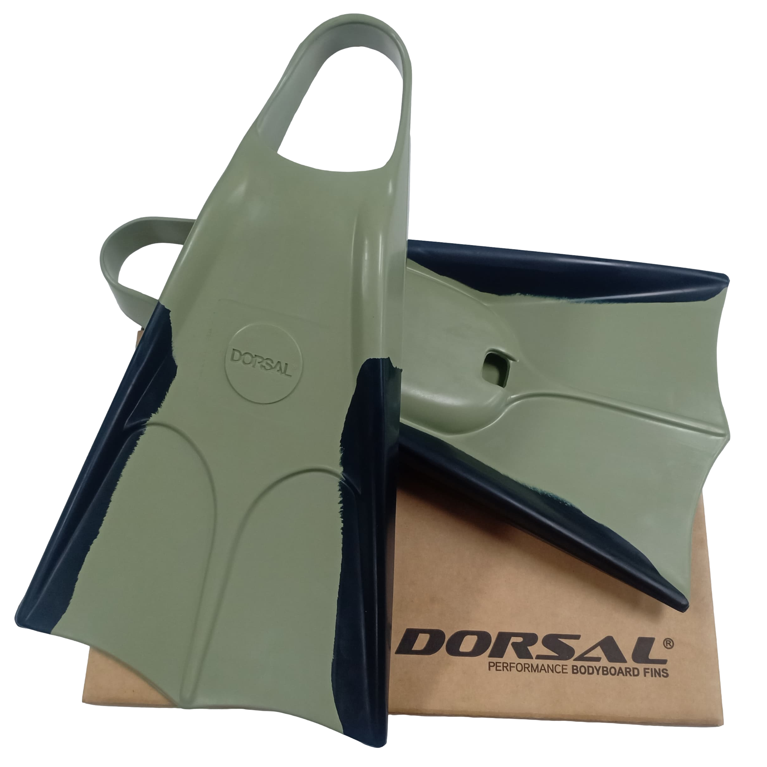 DORSAL Bodyboard Bodysurfing Floating Swim Fins (Flippers) — Black/Green