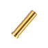 Close-up of a brass-colored arrow insert with shallow grooves and a raised rim at one end.