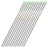 Twelve Safari Tuff Taipan arrow shafts with green nocks arranged side by side.