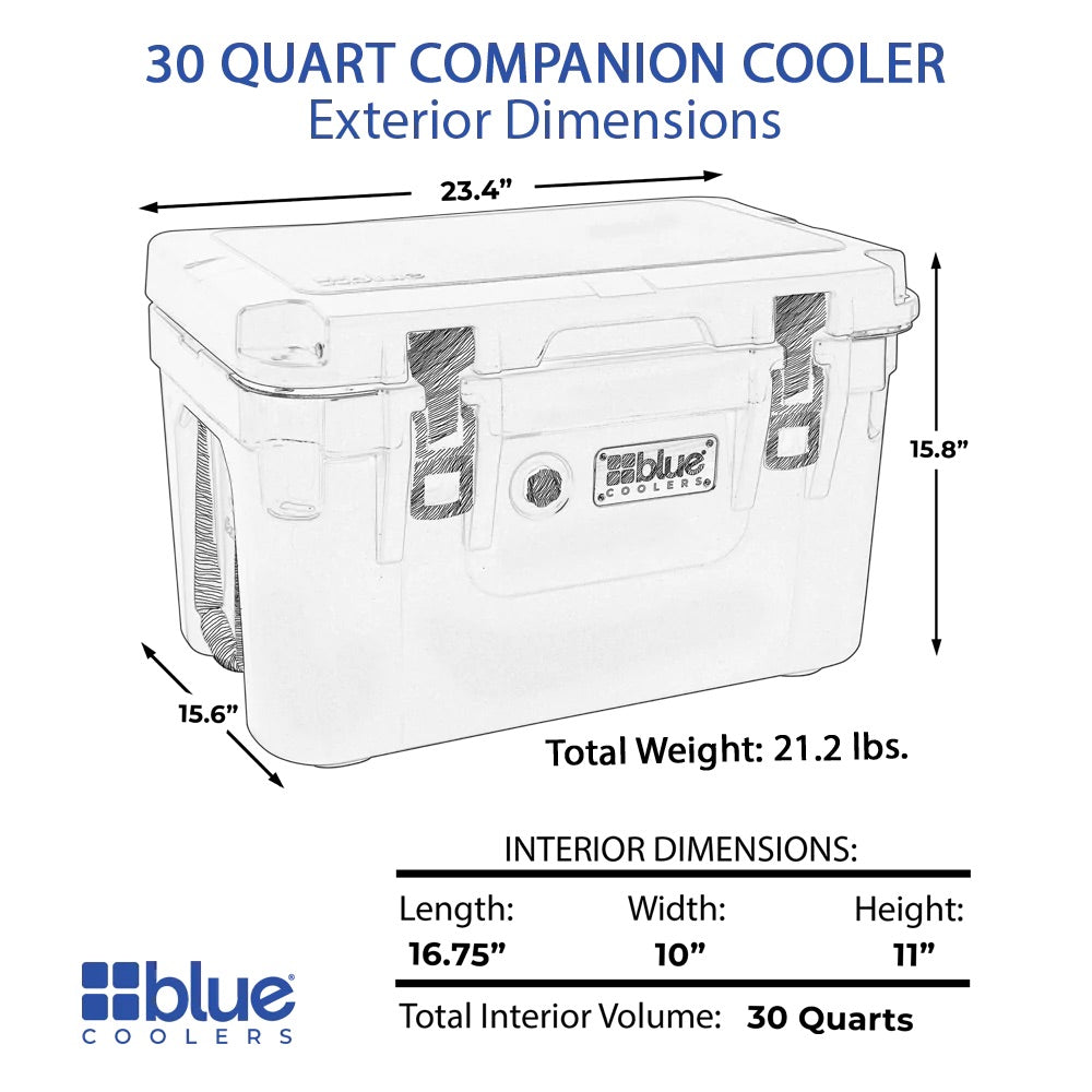Blue Coolers 30 Quart Companion Series Roto-Molded Cooler