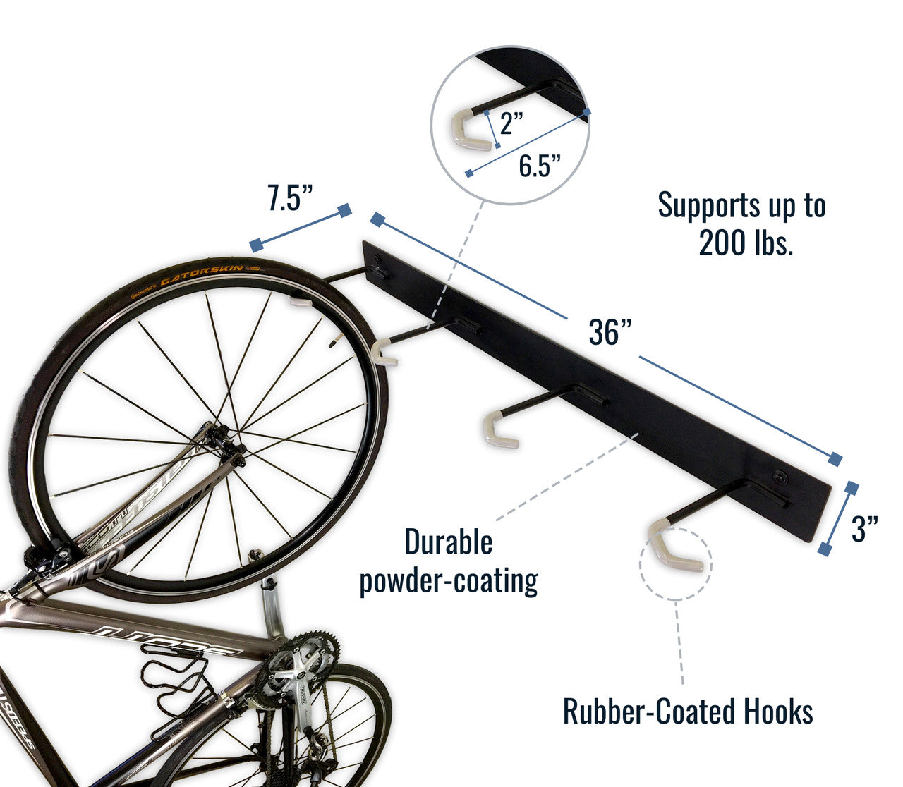 Blackstone Wall Mounted Bike Storage Rack | 8 Bikes | Black - product view 3