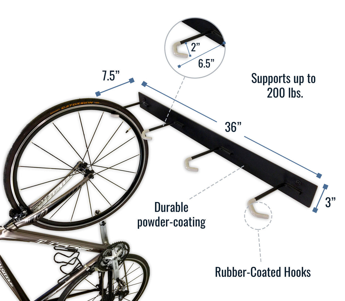Blackstone Wall Mounted Bike Storage Rack | 8 Bikes | Black - product view 3