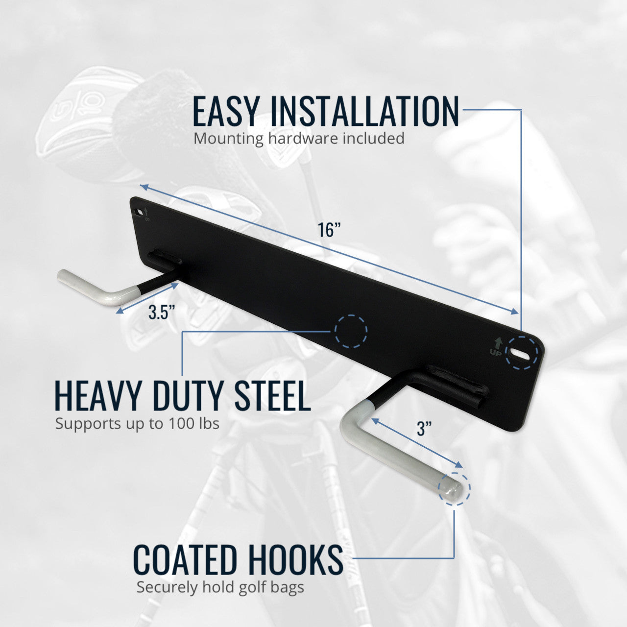 Torrey Pines Golf Bag Storage Rack | Holds 2 Golf Bags - product view 4