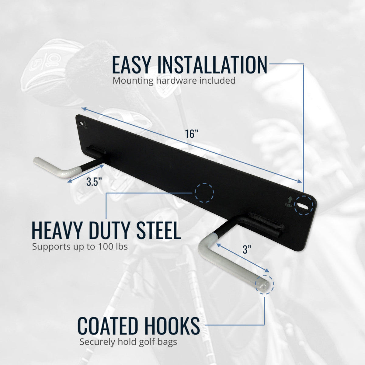 Torrey Pines Golf Bag Storage Rack | Holds 2 Golf Bags - product view 4