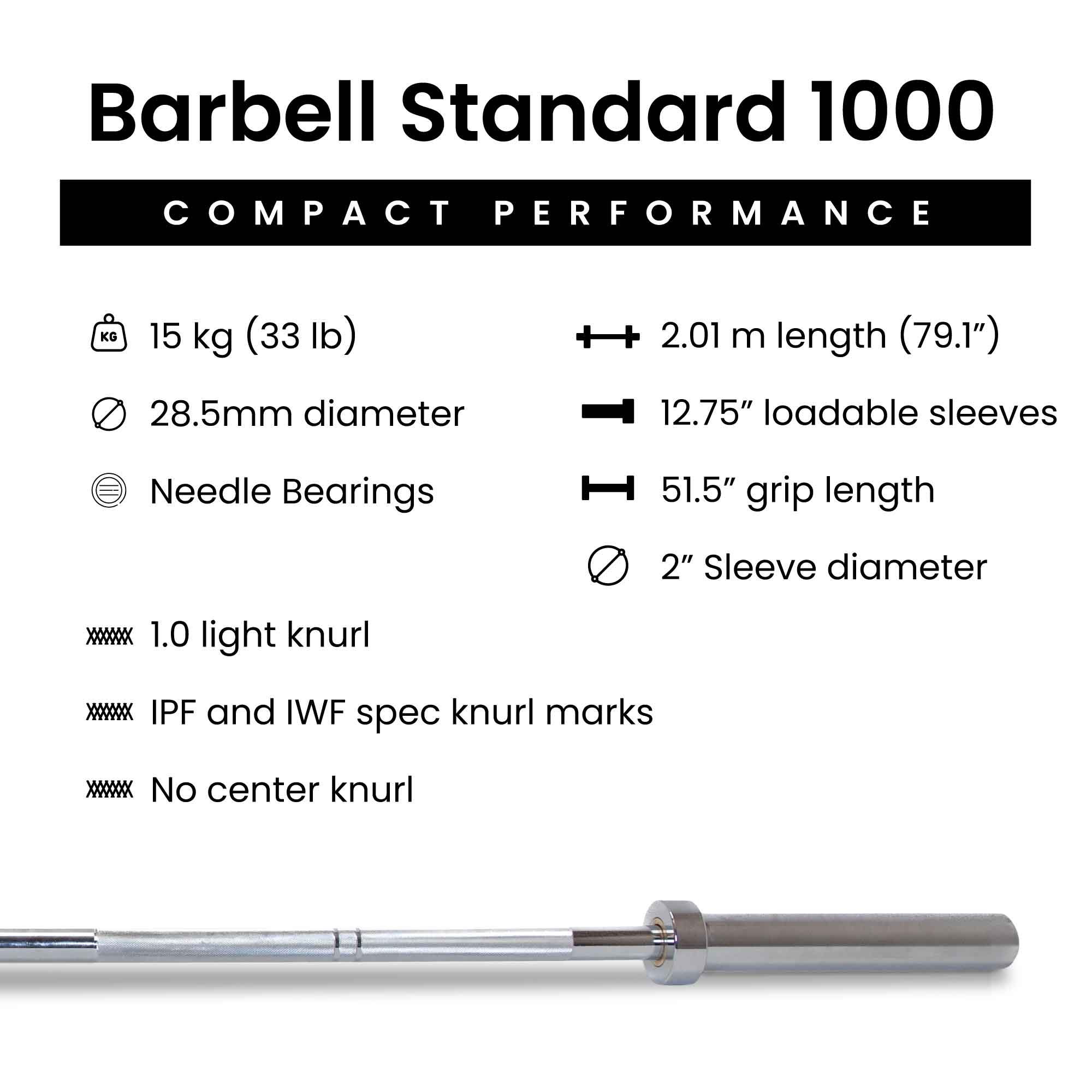 Barbell Standard Barbell 1000 Compact Barbell Weight Sets - view 5