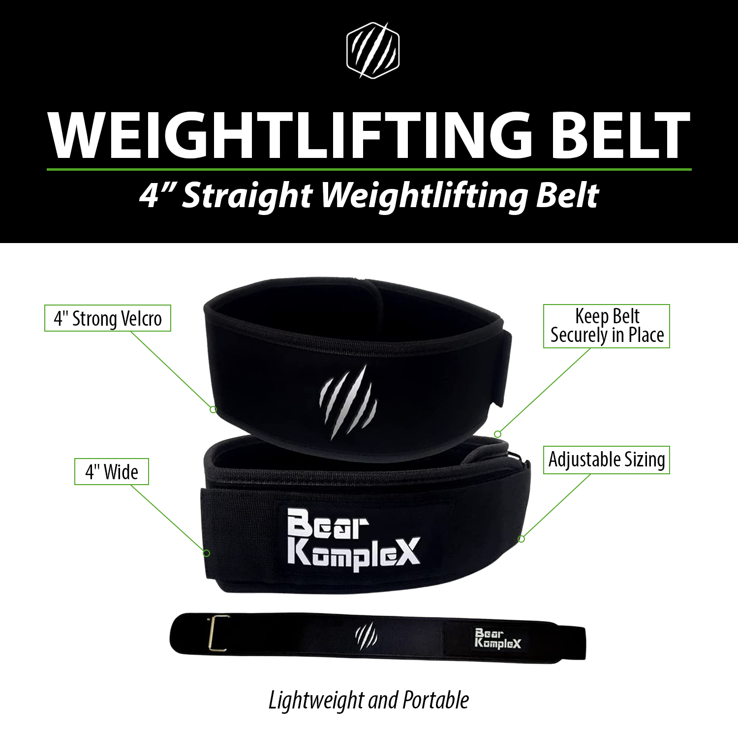 BKX - STRAIGHT 4" Belt by Bear KompleX