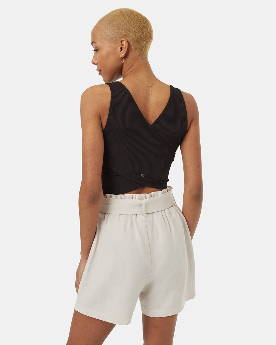 Tentree Women's TechRib Wide Strap Scoop Tank - Meteorite Black