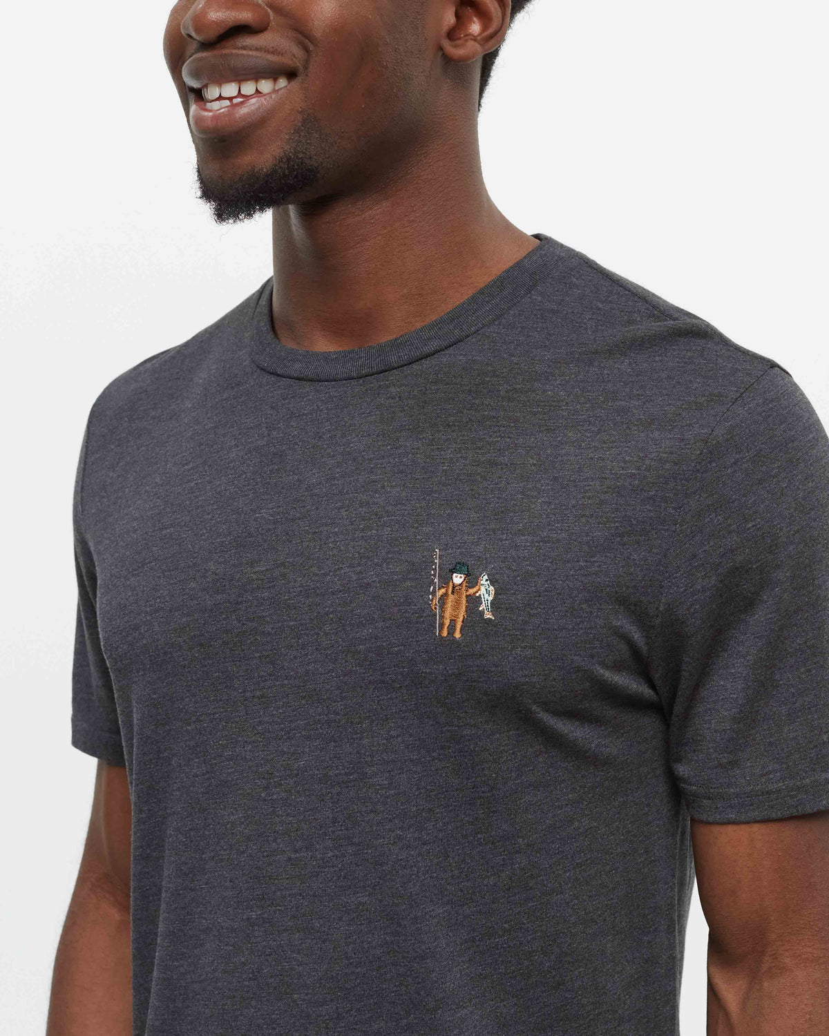 Tentree Men's Sasquatch T-Shirt - Meteorite Black Heather Fishing