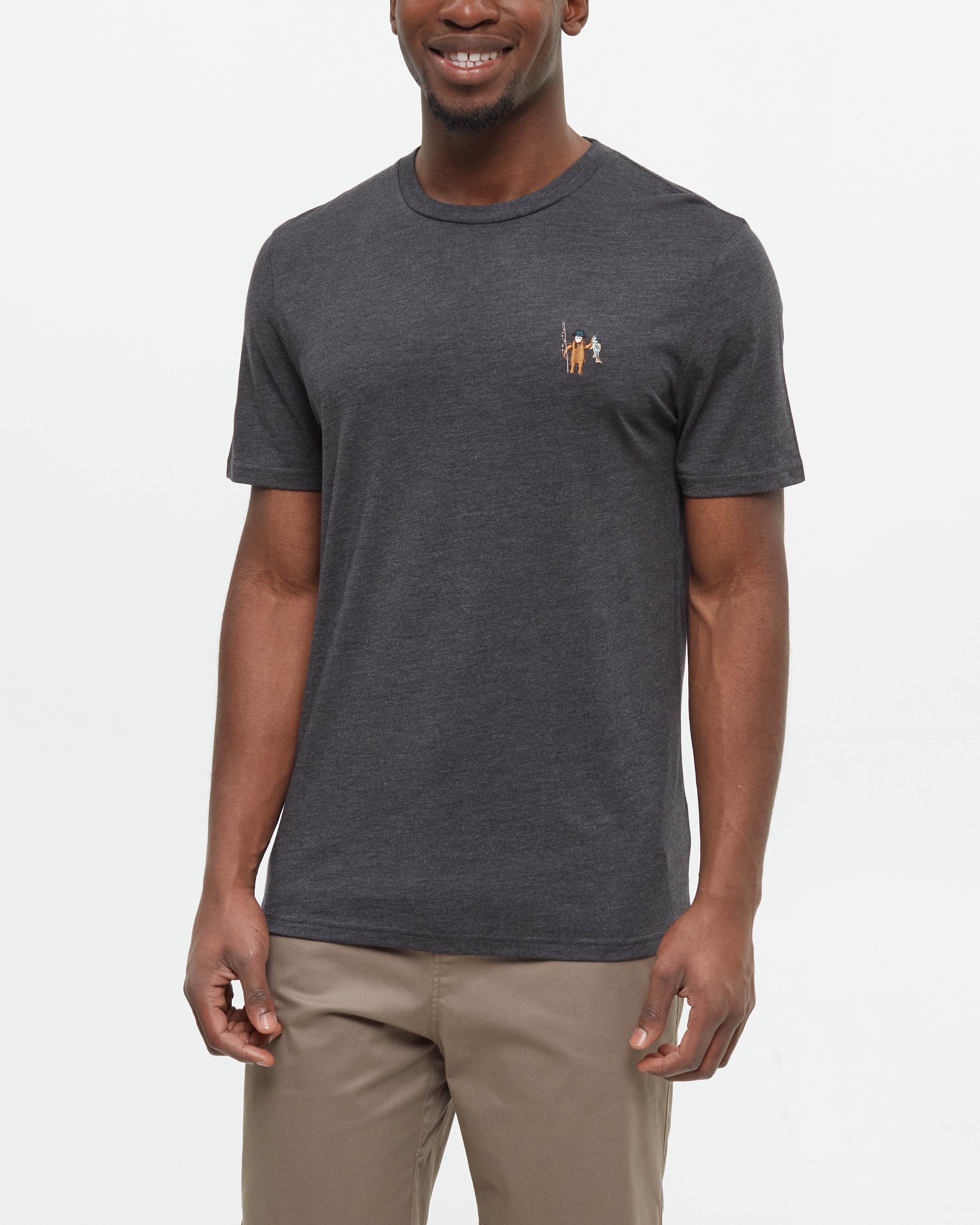 Tentree Men's Sasquatch T-Shirt - Meteorite Black Heather Fishing