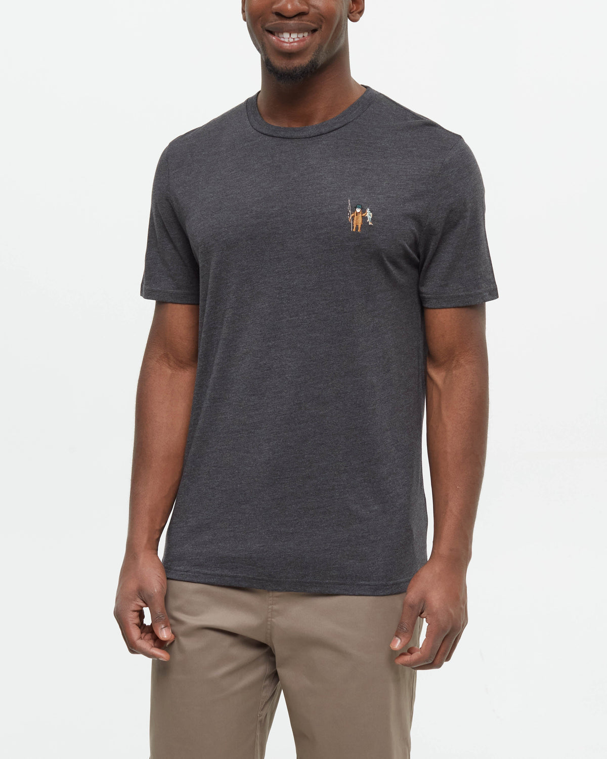 Tentree Men's Sasquatch T-Shirt - Meteorite Black Heather Fishing