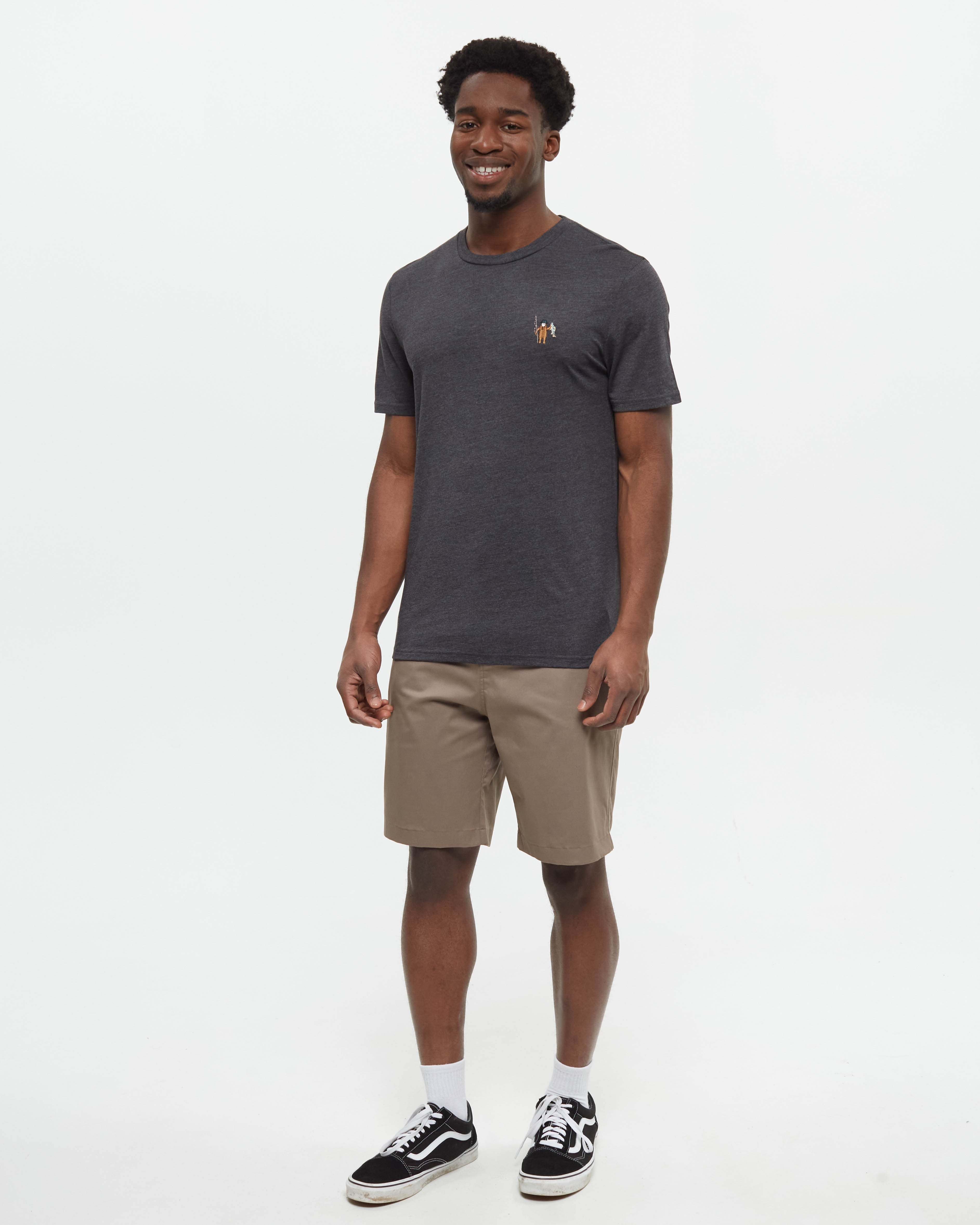 Tentree Men's Sasquatch T-Shirt - Meteorite Black Heather Fishing