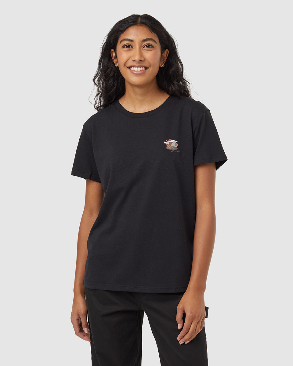Tentree Women's Abstract Ridge T-Shirt - Meteorite Black Stone Grey