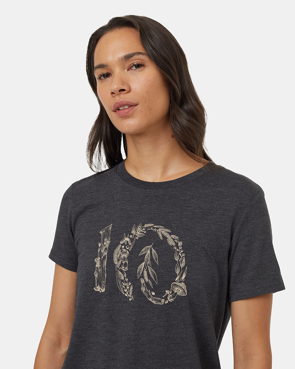 Tentree Women's Forage Ten T-Shirt - Meteorite Black Heather Pale Oak